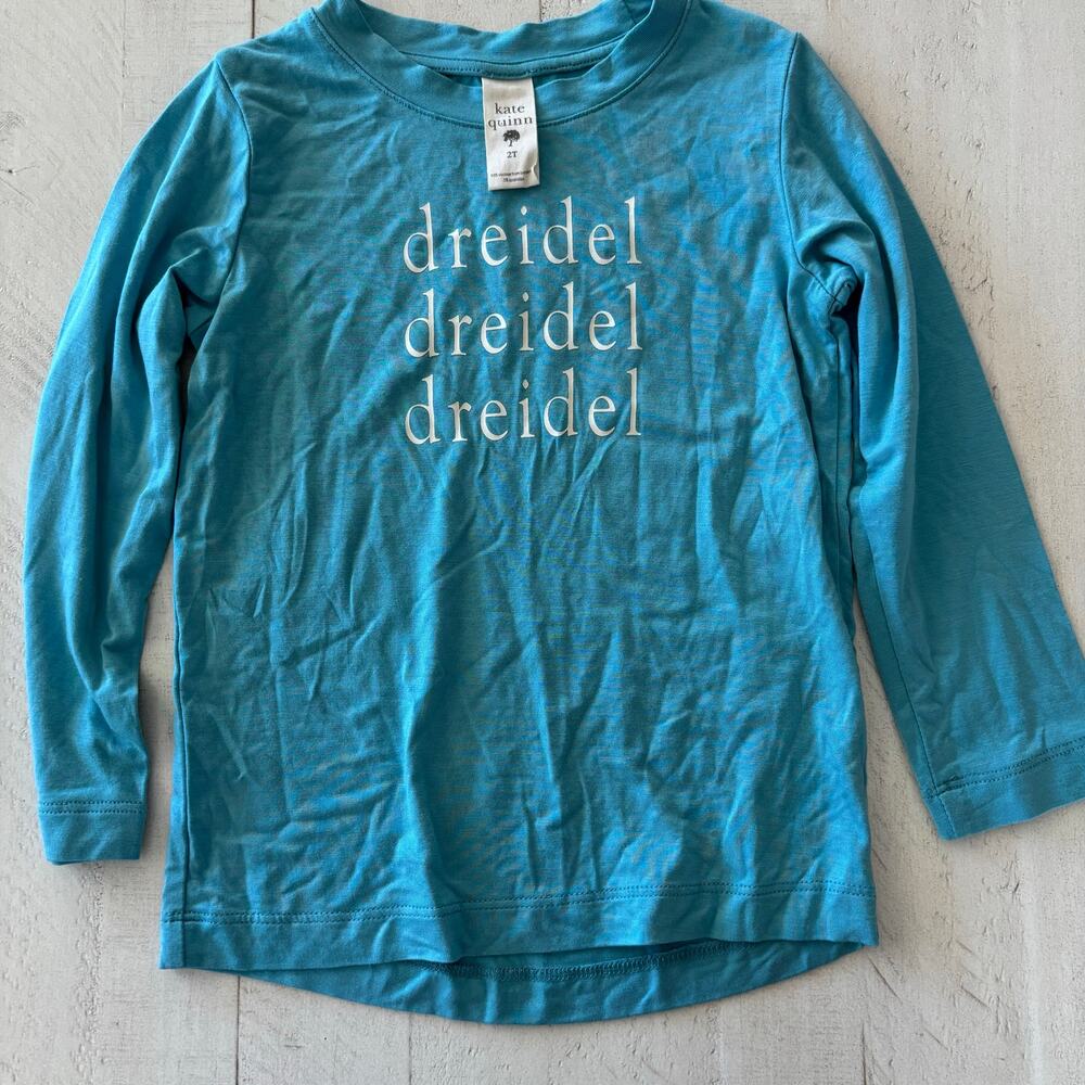 Kate Quinn Dreidel Hanukkah Bamboo Long Sleeve Top Size 2T EUC